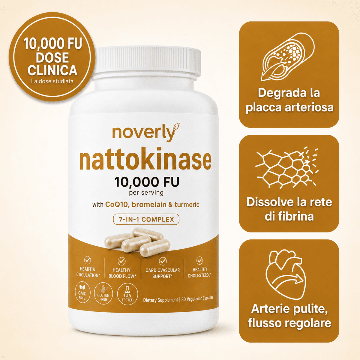 Nattokinasi alla massima potenza 10.000 FU — Supporto per la circolazione