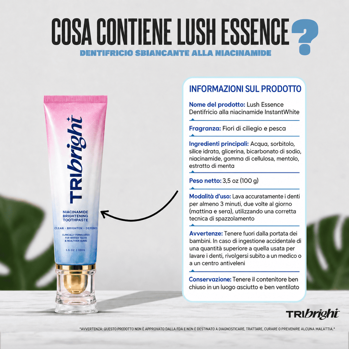 Dentifricio sbiancante alla niacinamide - TriBright