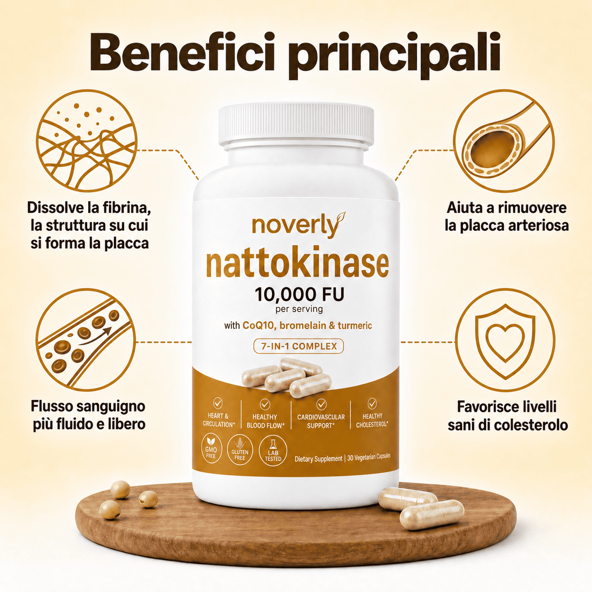 Nattokinasi alla massima potenza 10.000 FU — Supporto per la circolazione