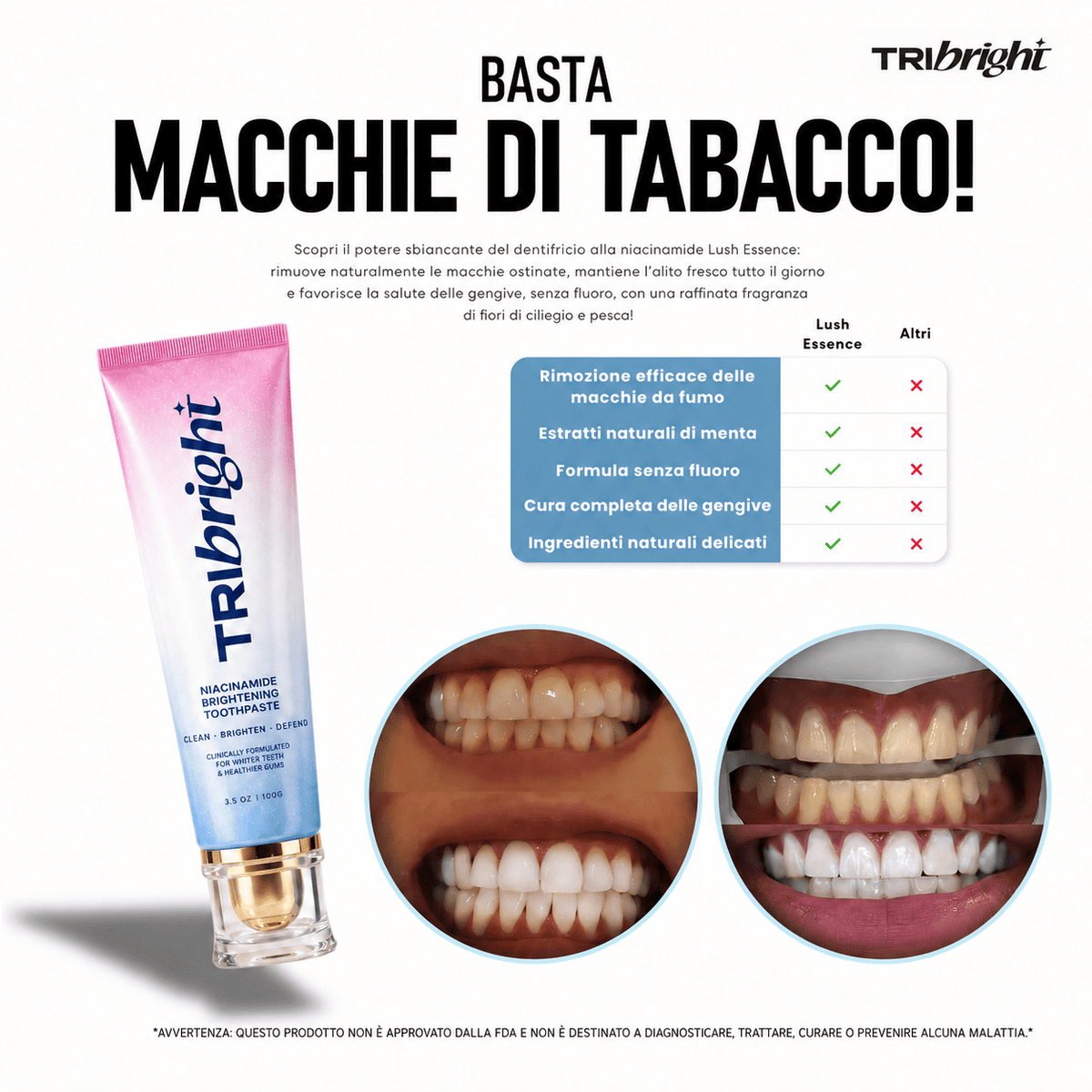 Dentifricio sbiancante alla niacinamide - TriBright